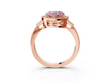 Rose gold Fancy Pink Heart  Halo Round Diamond Milgrain Pave Engagement Ring_6