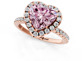 Rose gold Fancy Pink Heart  Halo Round Diamond Pavé Band Four-Prong Ring_4