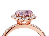 Rose gold Fancy Pink Heart  Halo Round Diamond Pavé Band Four-Prong Ring_7