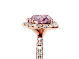 Rose gold Fancy Pink Heart  Halo Round Diamond Pavé Band Four-Prong Ring_8