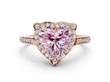 Rose gold Fancy Pink Heart  Halo Round Diamond Pave Band with Four-Prong Setting_38