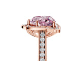 Rose gold Fancy Pink Heart  Halo Round Diamond Pave Band with Four-Prong Setting_43