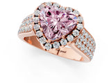 Rose gold Fancy Pink Heart  Halo Round Diamond Pave Band with Prong Setting 1
