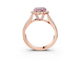 Rose gold Fancy Pink Heart  Halo Round Diamond Pave Band with Prong Setting 3