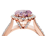 Rose gold Fancy Pink Heart  Halo Round Diamond Pave Band with Prong Setting 4