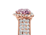 Rose gold Fancy Pink Heart  Halo Round Diamond Pave Band with Prong Setting 5