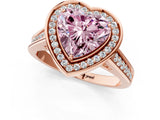 Rose gold Fancy Pink Heart  Halo Solitaire Diamond Ring with Pave Band and Bezel Setting_50