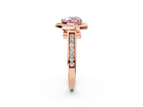 Rose gold Fancy Pink Heart  Halo Solitaire Diamond Ring with Pave Band and Bezel Setting_51