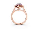 Rose gold Fancy Pink Heart  Halo Solitaire Diamond Ring with Pave Band and Bezel Setting_52
