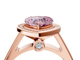 Rose gold Fancy Pink Heart  Halo Solitaire Diamond Ring with Pave Band and Bezel Setting_53
