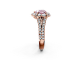 Rose gold Fancy Pink Heart  Halo Split Shank Diamond Engagement Ring with Pave Band and Four-Prong Setting_56