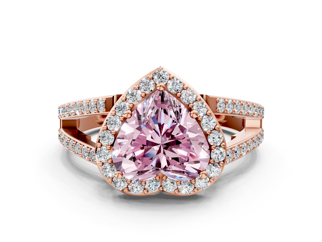 Rose gold Fancy Pink Heart  Halo Split Shank Diamond Ring with Four-Prong Setting_32
