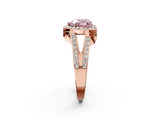 Rose gold Fancy Pink Heart  Halo Split Shank Diamond Ring with Four-Prong Setting_34