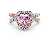Rose gold Fancy Pink Heart  Halo Split Shank Diamond Ring with Pavé Setting_26