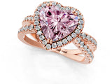Rose gold Fancy Pink Heart  Halo Split Shank Diamond Ring with Pavé Setting_27
