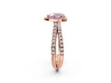 Rose gold Fancy Pink Heart  Halo Split Shank Diamond Ring with Pavé Setting_28