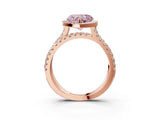 Rose gold Fancy Pink Heart  Halo Split Shank Diamond Ring with Pavé Setting_29