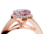 Rose gold Fancy Pink Heart  Halo Split Shank Diamond Ring with Prong Setting_24