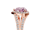 Rose gold Fancy Pink Heart  Halo Split Shank Diamond Ring with Prong Setting_25