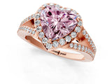 Rose gold Fancy Pink Heart  Halo Split Shank Pave Diamond Ring with Four-Prong Setting_50