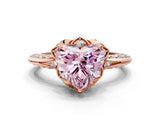 Rose gold Fancy Pink Heart  Halo Split Shank Pave Diamond Ring with Petal Prong Setting_20