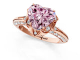 Rose gold Fancy Pink Heart  Halo Split Shank Pave Diamond Ring with Petal Prong Setting_21