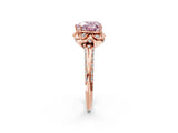 Rose gold Fancy Pink Heart  Halo Split Shank Pave Diamond Ring with Petal Prong Setting_22