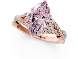 Rose gold Fancy Pink Heart  Halo Twist Band Solitaire Prong Setting Ring_60