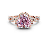 Rose gold Fancy Pink Heart  Halo Twist Band Solitaire Ring with Six-Prong Setting_32