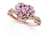 Rose gold Fancy Pink Heart  Halo Twist Band Solitaire Ring with Six-Prong Setting_33