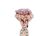 Rose gold Fancy Pink Heart  Halo Twist Band Solitaire Ring with Six-Prong Setting_37