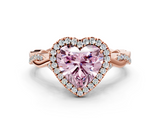 Rose gold Fancy Pink Heart  Halo Twist Band Solitaire Ring_20