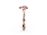 Rose gold Fancy Pink Heart  Halo Twist Band Solitaire Ring_22