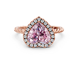 Rose gold Fancy Pink Heart  Halo Twisted Band Four-Prong Diamond Ring_20
