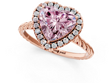 Rose gold Fancy Pink Heart  Halo Twisted Band Four-Prong Diamond Ring_21