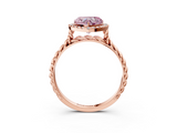Rose gold Fancy Pink Heart  Halo Twisted Band Four-Prong Diamond Ring_23