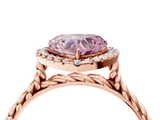 Rose gold Fancy Pink Heart  Halo Twisted Band Four-Prong Diamond Ring_24
