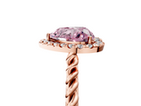 Rose gold Fancy Pink Heart  Halo Twisted Band Four-Prong Diamond Ring_25