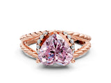 Rose gold Fancy Pink Heart  Halo Twisted Band Four-Prong Ring_32