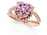 Rose gold Fancy Pink Heart  Halo Twisted Band Four-Prong Ring_33