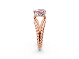 Rose gold Fancy Pink Heart  Halo Twisted Band Four-Prong Ring_34