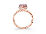 Rose gold Fancy Pink Heart  Halo Twisted Band Four-Prong Ring_35