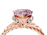 Rose gold Fancy Pink Heart  Halo Twisted Band Four-Prong Ring_36
