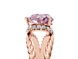 Rose gold Fancy Pink Heart  Halo Twisted Band Four-Prong Ring_37