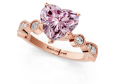Rose gold Fancy Pink Heart  Milgrain Bezel Diamond Engagement Ring with Solitaire Prong Setting_139