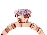 Rose gold Fancy Pink Heart  Milgrain Bezel Diamond Engagement Ring with Solitaire Prong Setting_142
