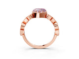 Rose gold Fancy Pink Heart  Milgrain Marquise Diamond Twist Band Ring_66