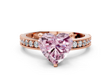 Rose gold Fancy Pink Heart  Milgrain Pave Diamond Engagement Ring with Four-Prong Setting_168