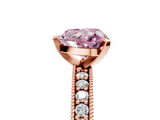 Rose gold Fancy Pink Heart  Milgrain Pave Diamond Engagement Ring with Four-Prong Setting_173