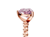 Rose gold Fancy Pink Heart  Solitaire Beaded Band Prong Setting Ring 5
